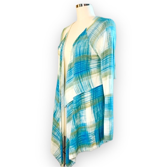 Anthropologie by Sparrow Blue Plaid Revolution Cardigan size Medium - Picture 4 of 8